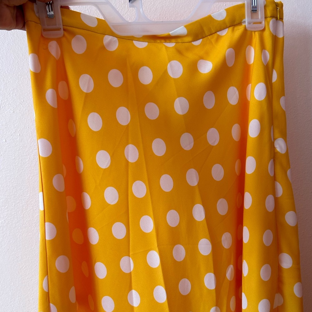 MIDI Silky Yellow Polka Dot Skirt Size L